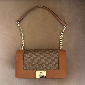 Karl Lagerfeld Brown Leather Shoulder Bag